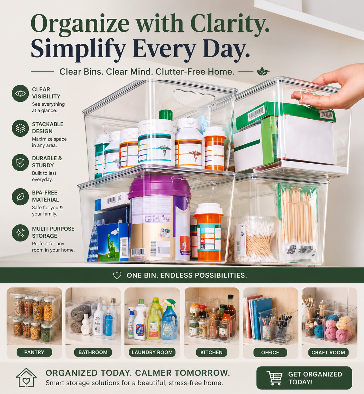 SimpleHouseware 3-Tier Stackable Can Rack Organizer product photo