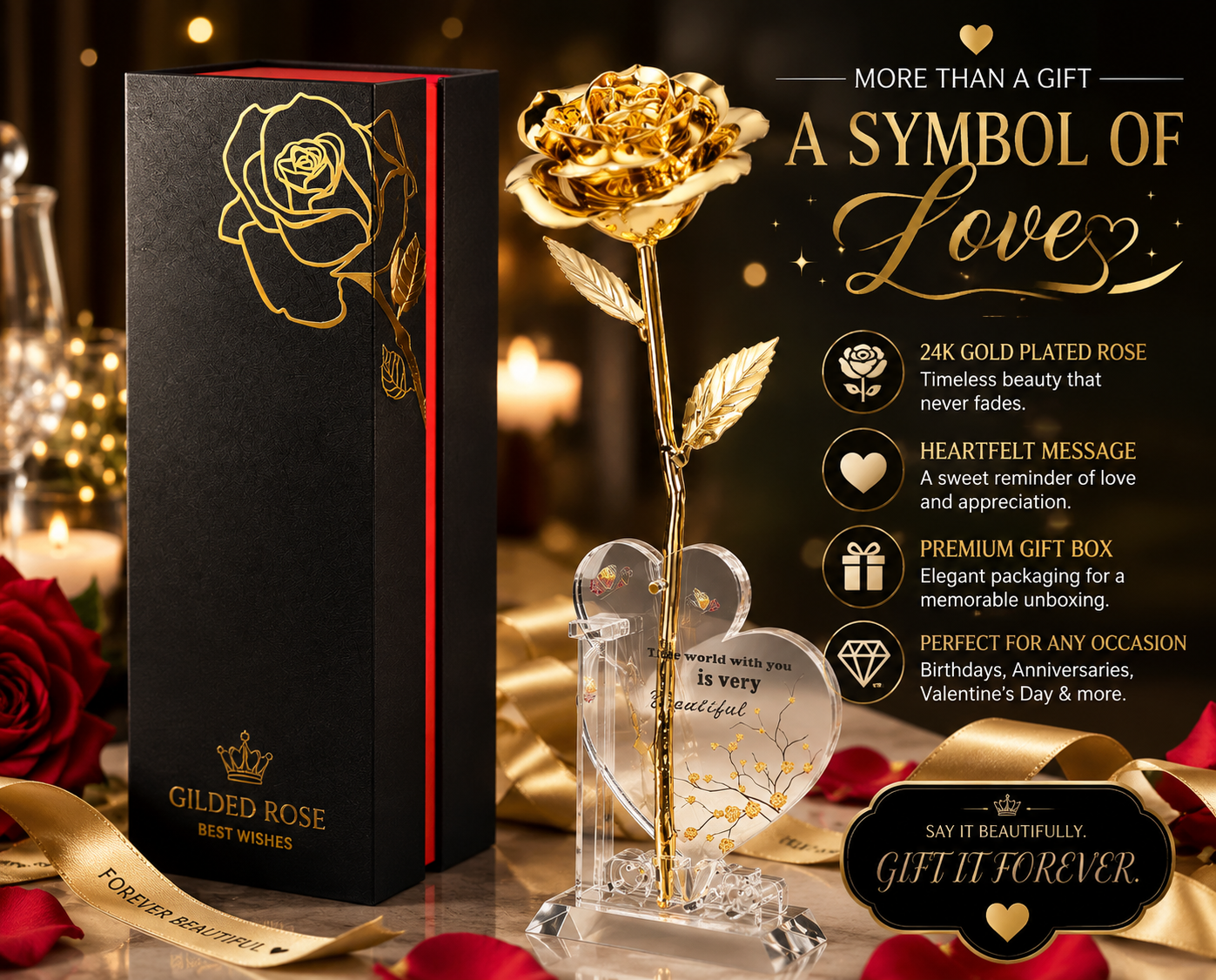 Anthonic Real 24K Gold Dipped Rose product photo