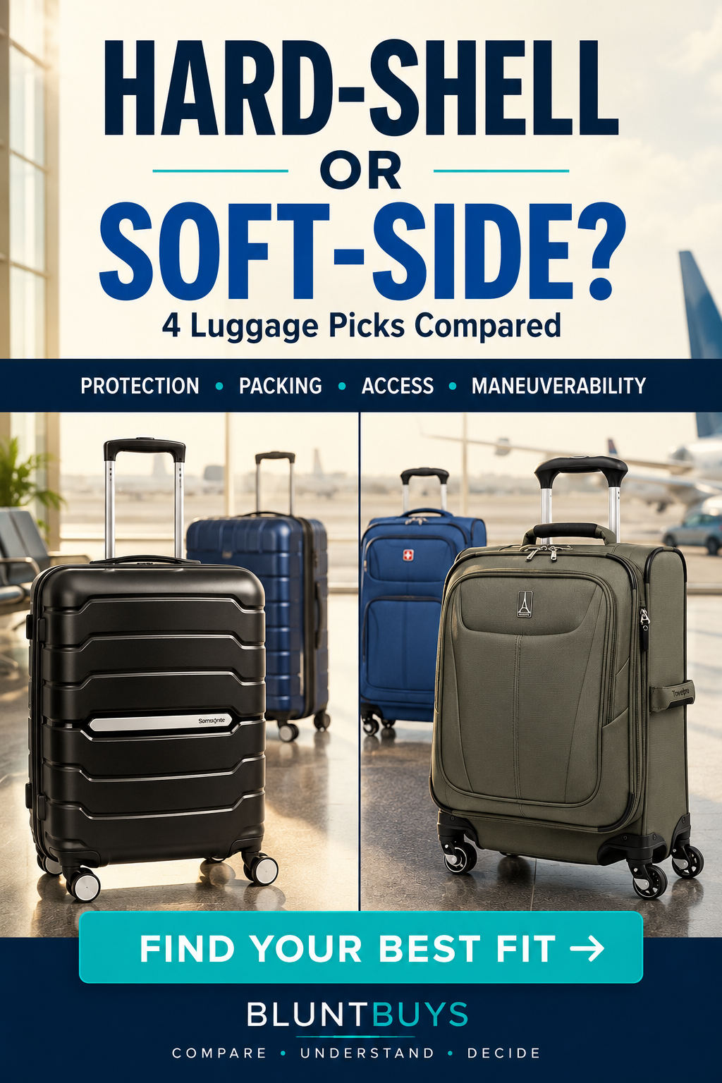 Best Hard-Shell vs Soft-Side Luggage: 4 Popular Carry-Ons Compared pick shown from the front