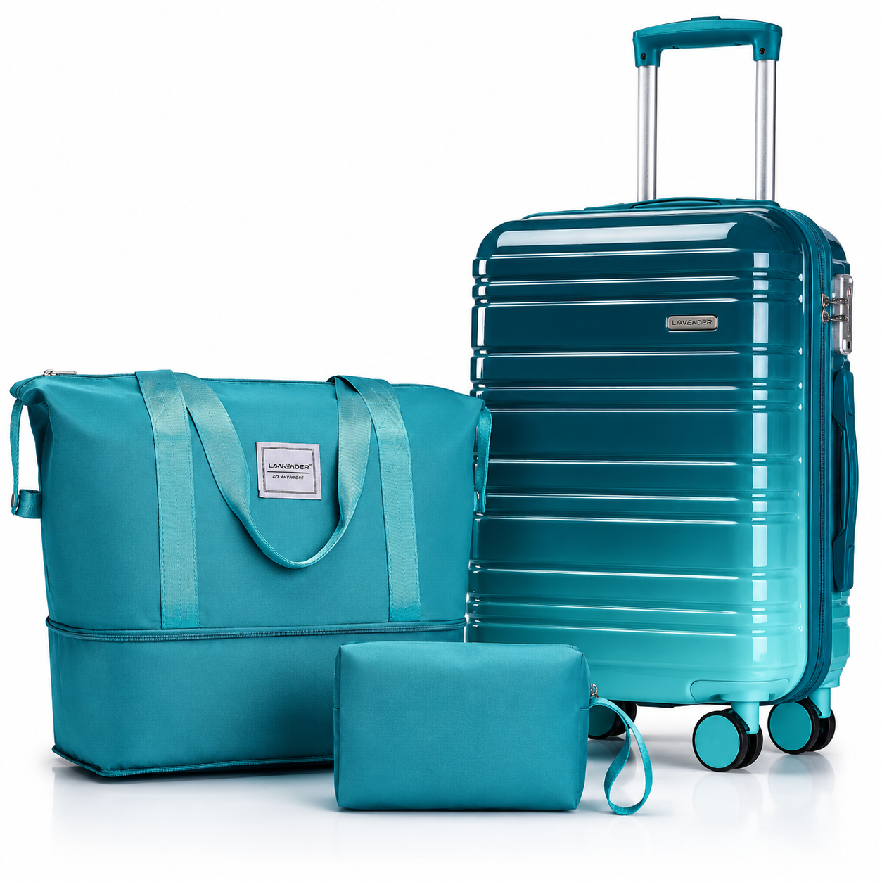 LARVENDER 3-Piece Expandable Carry-On Set (Ocean Breeze) product photo